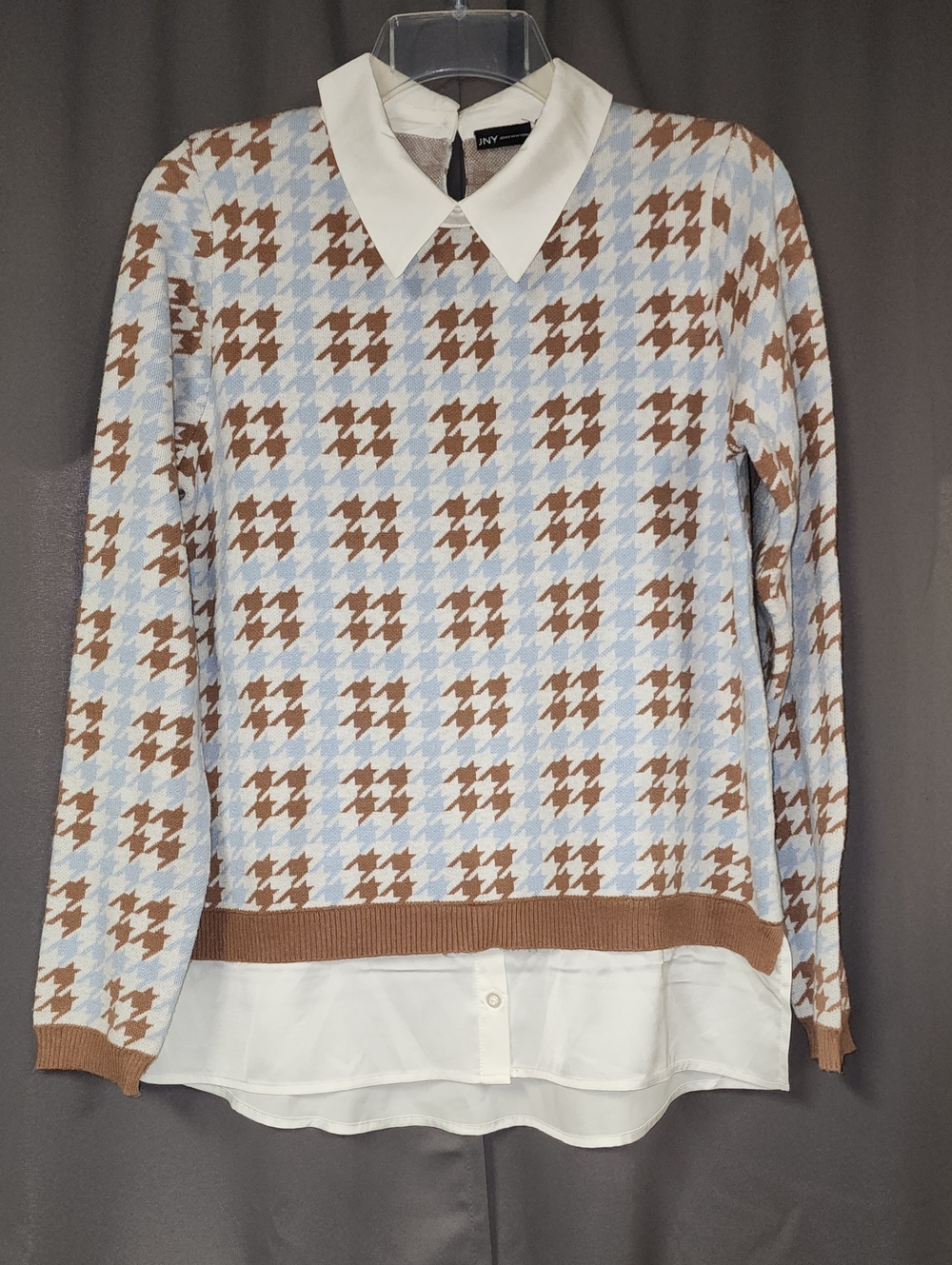 Jones New York Cream-Collar Houndstooth Sweater